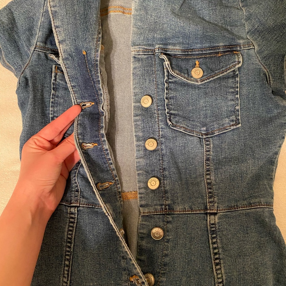 Denim romper with real buttons